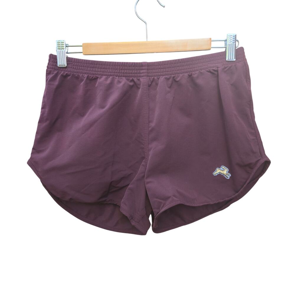 Tracksmith Athletic Session Shorts Plum Maroon Running Hare Logo Size M